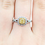 Ring Halo 0.47ctw, 0.61ct yellow center Round Diamonds 18kw 9x9mm Sz7 3.86g 225110144