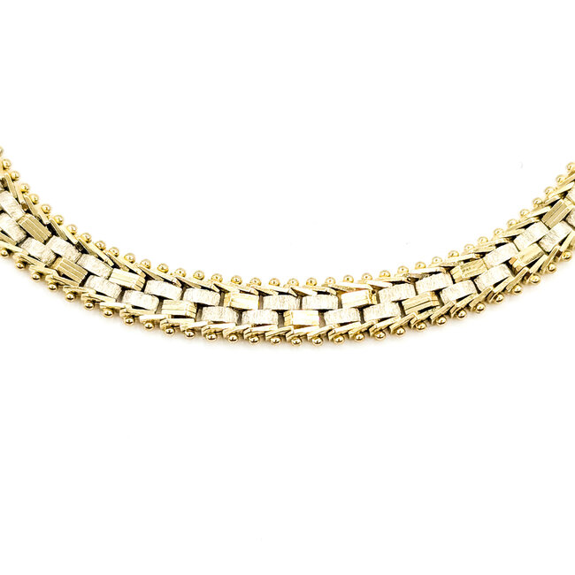 Bracelet Textured Bar Link Lobster 14ktt 6mm 8" 11.4g 125112018