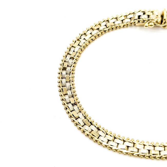 Bracelet Textured Bar Link Lobster 14ktt 6mm 8" 11.4g 125112018