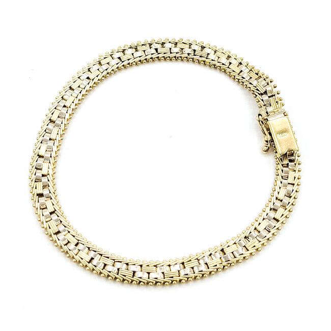 Bracelet Textured Bar Link Lobster 14ktt 6mm 8" 11.4g 125112018