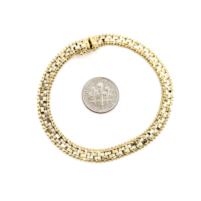 Bracelet Textured Bar Link Lobster 14ktt 6mm 8" 11.4g 125112018