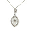 Necklace Filigree Kampfer Glass .02ct Round Diamond 14kw 1.5x.75" 15.5" 2.9g 225110081