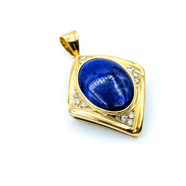 Pendant Kite 0.33ctw Round Diamonds 18ct Blue Lapis Lazuli 18ky 1.6x1.05" 11.51g 225100065