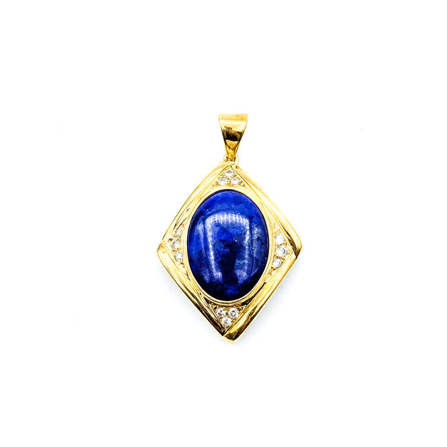 Pendant Kite 0.33ctw Round Diamonds 18ct Blue Lapis Lazuli 18ky 1.6x1.05" 11.51g 225100065