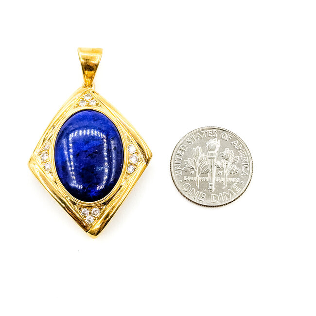 Pendant Kite 0.33ctw Round Diamonds 18ct Blue Lapis Lazuli 18ky 1.6x1.05" 11.51g 225100065