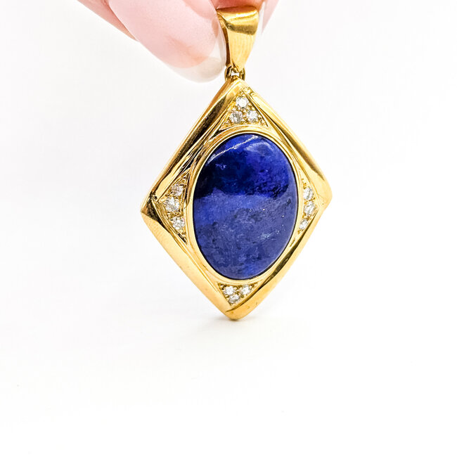 Pendant Kite 0.33ctw Round Diamonds 18ct Blue Lapis Lazuli 18ky 1.6x1.05" 11.51g 225100065