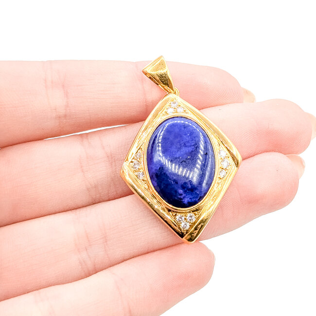 Pendant Kite 0.33ctw Round Diamonds 18ct Blue Lapis Lazuli 18ky 1.6x1.05" 11.51g 225100065