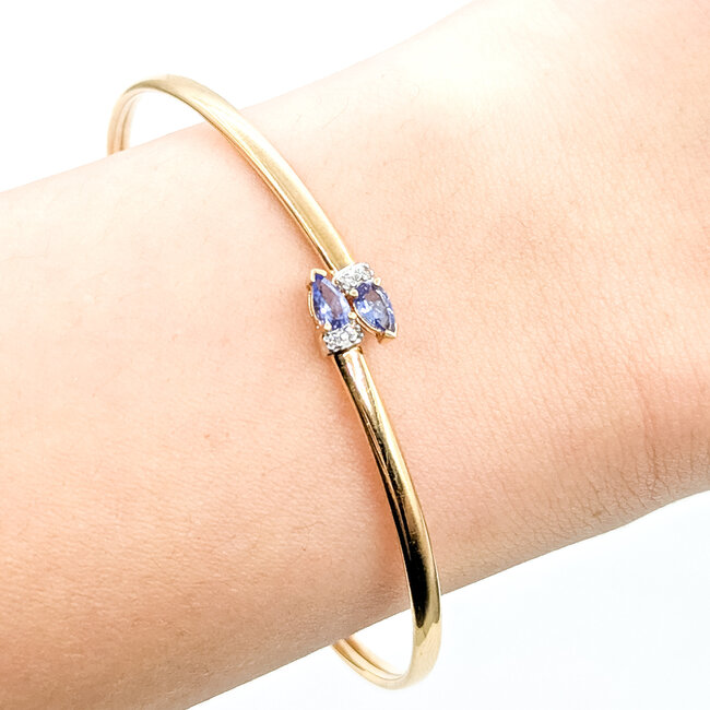 Bracelet Bypass 0.06ctw Round Diamonds .50ctw Purple Tanzanite 14ky 2.8mm 7" 3.06g 225100068