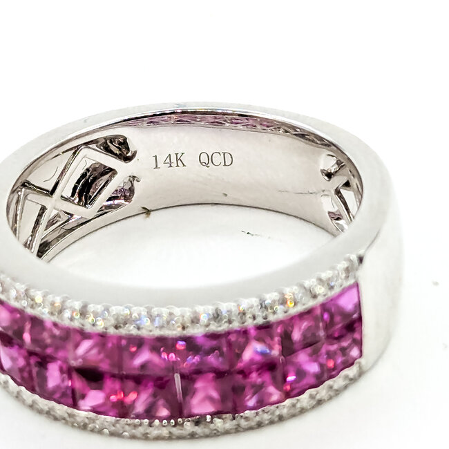 Ring Invisible Set 0.24ctw Round Diamonds 2.22ctw Ruby 14ky 7.3mm Sz7 6.20g 225110143