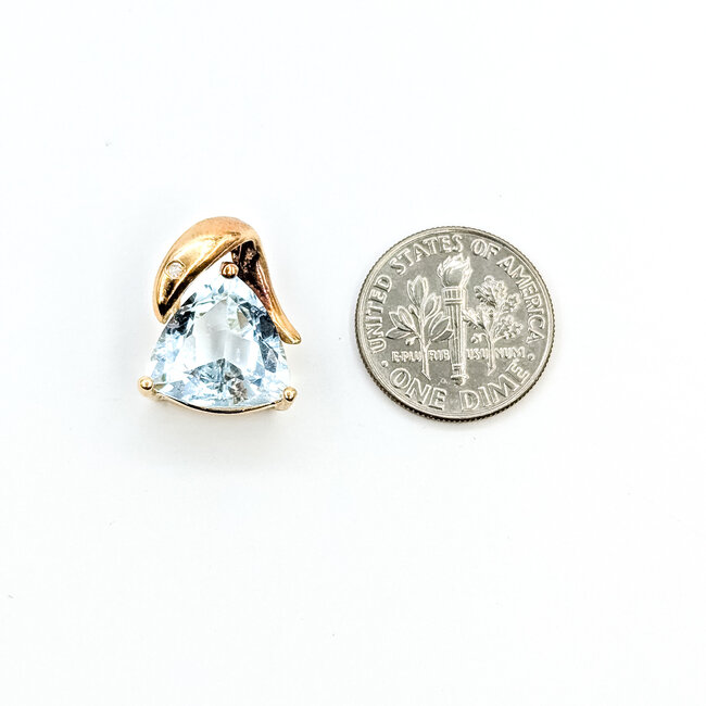 Pendant Freeform .01ct Round Diamonds 3.32ct Aquamarine 14ky 17mm 2.8g 225100007
