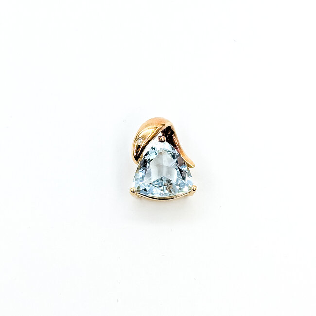 Pendant Freeform .01ct Round Diamonds 3.32ct Aquamarine 14ky 17mm 2.8g 225100007