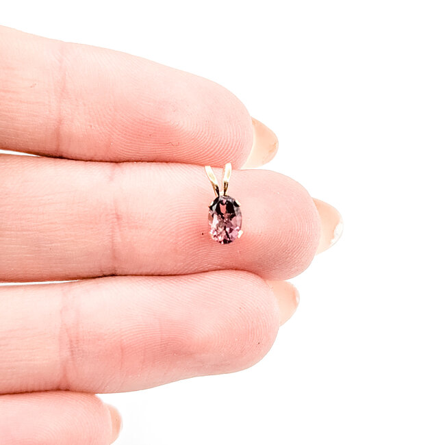 Pendant Solitaire .60ct Purple Tourmaline 14ky 10x4mm .27g 225100085