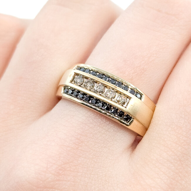 Ring Engagement 3-Row 0.4ctw Round Diamonds 10ky 8.94mm Sz11 5.495g 125110144