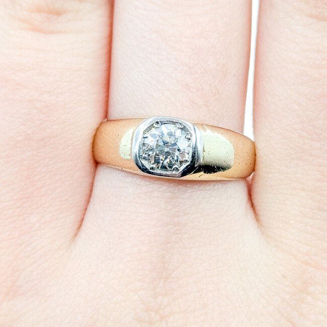 Ring Engraved Vintage .50ct Old Euro Cut Diamonds 14ktt 14.5mm Sz8.75 6.2g 225110074