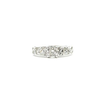 Ring Simon G Floral Milgrain 1.00ct Round Diamond .10ctw Near Colorless Diamonds 14kw 4.5mm Sz8 3.83g 225110148