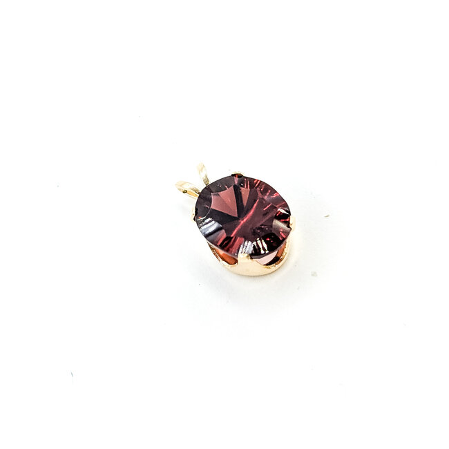 Pendant Solitaire 3ct Redish Brown Garnet 14ky 14x8mm 1.05g 225100086