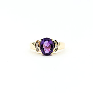 Ring 0.06ctw Round Diamonds 1.45ct Amethyst 14ky 9mm Sz6.5 3.5g 225110010