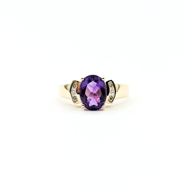 Ring 0.06ctw Round Diamonds 1.45ct Amethyst 14ky 9mm Sz6.5 3.5g 225110010