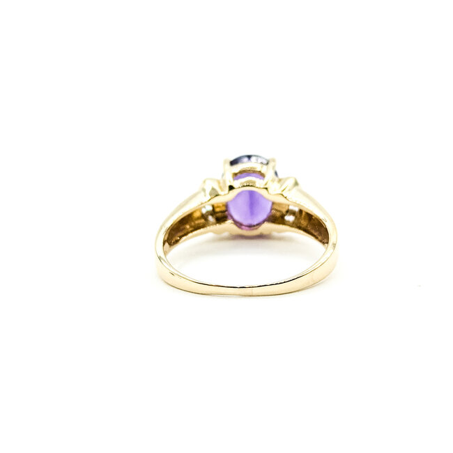 Ring 0.06ctw Round Diamonds 1.45ct Amethyst 14ky 9mm Sz6.5 3.5g 225110010