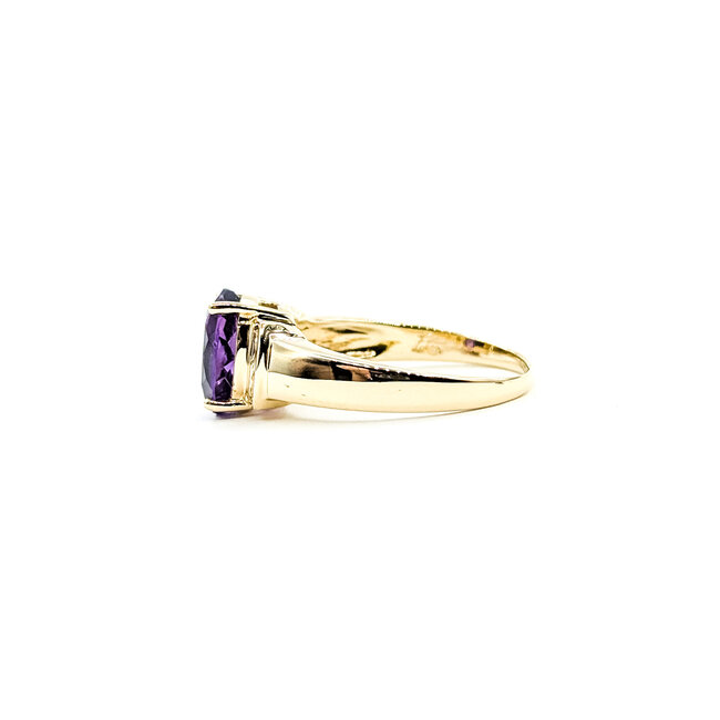 Ring 0.06ctw Round Diamonds 1.45ct Amethyst 14ky 9mm Sz6.5 3.5g 225110010
