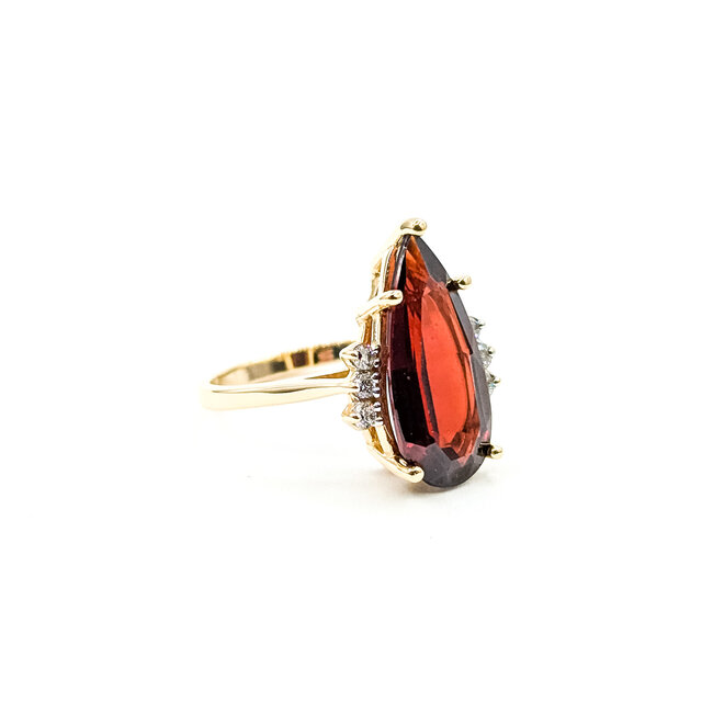 Ring 0.06ctw Round Diamonds 4.7ct Garnet 14ky 18.6mm Sz6.75 4.3g 225110023