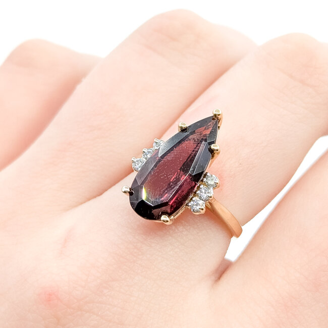 Ring 0.06ctw Round Diamonds 4.7ct Garnet 14ky 18.6mm Sz6.75 4.3g 225110023