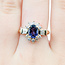 Ring Cluster Halo 0.56ctw Round & Baguette Diamonds .95ct Iolite 14ky 13.4mm Sz6.5 5.2g 225110009