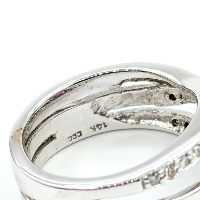 Ring Cross Over 0.05ctw Round Diamonds 1.8ct Rodolite Garnet 14kw 9.5mm Sz6.5 7.4g 225110024