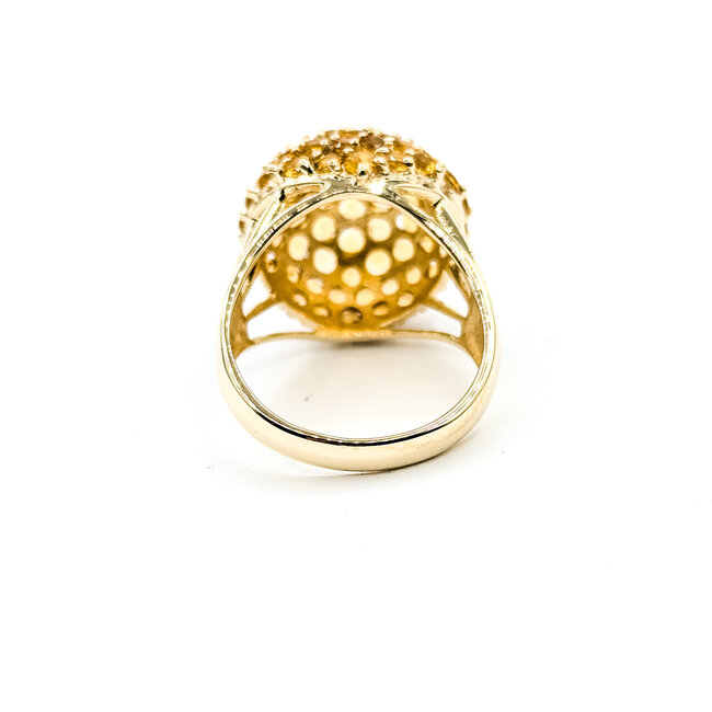 Ring Dome Cluster 4ctw Golden Citrine 14ky 18mm Sz8 6.58g 225110136