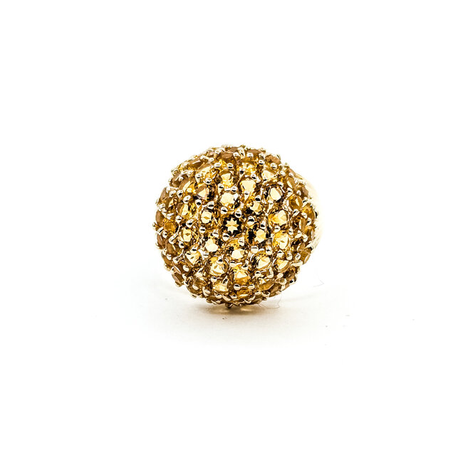 Ring Dome Cluster 4ctw Golden Citrine 14ky 18mm Sz8 6.58g 225110136