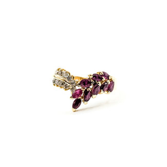 Ring Contour .20ctw Round Diamonds 1.25ctw Red Ruby 14ky 3.2mm Sz7.25 3.94g 225120002