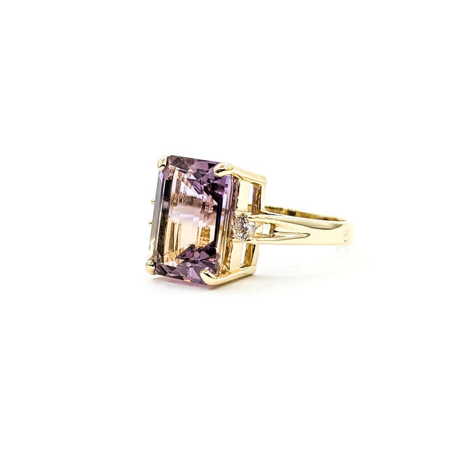Ring Cocktail 0.12ctw Round Diamonds 6.88ct Ametrine 14ky 14mm Sz8 7.04g 225110012