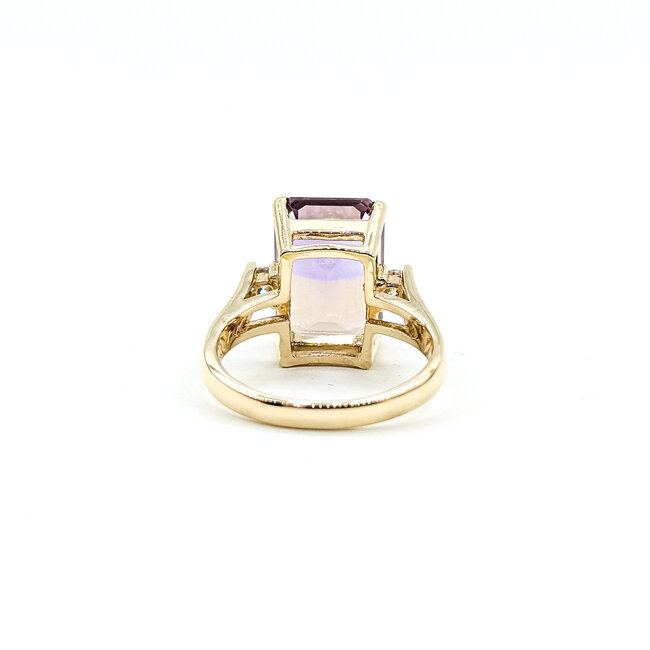 Ring Cocktail 0.12ctw Round Diamonds 6.88ct Ametrine 14ky 14mm Sz8 7.04g 225110012