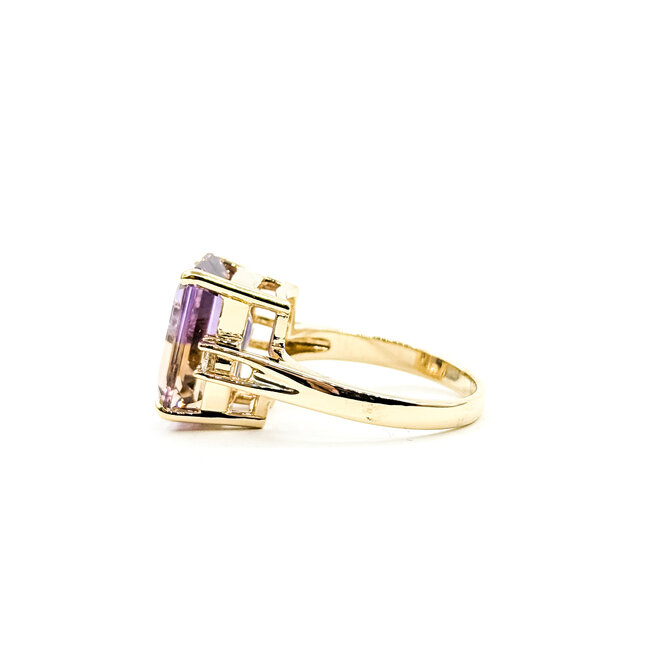 Ring Cocktail 0.12ctw Round Diamonds 6.88ct Ametrine 14ky 14mm Sz8 7.04g 225110012