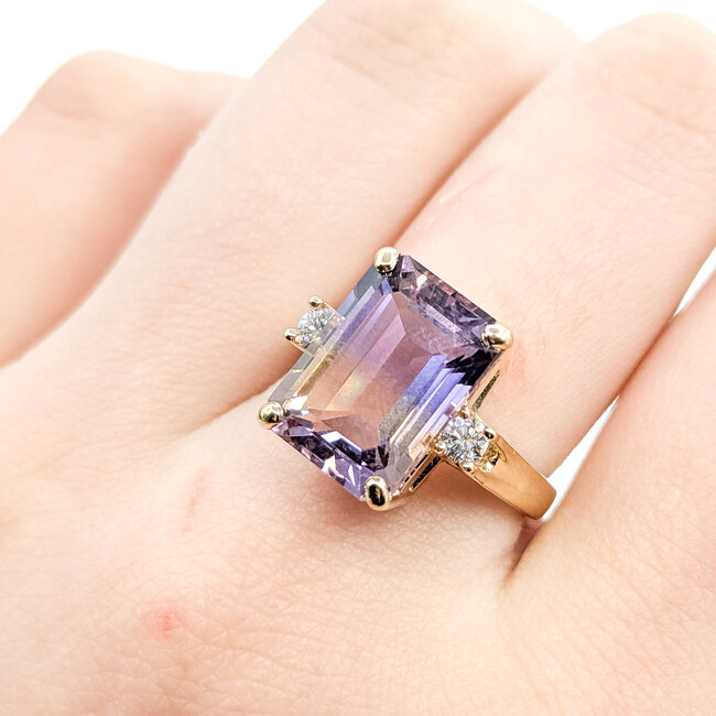 Ring Cocktail 0.12ctw Round Diamonds 6.88ct Ametrine 14ky 14mm Sz8 7.04g 225110012