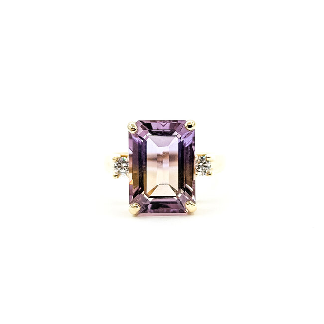 Ring Cocktail 0.12ctw Round Diamonds 6.88ct Ametrine 14ky 14mm Sz8 7.04g 225110012