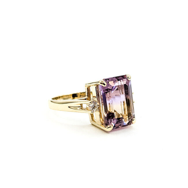 Ring Cocktail 0.12ctw Round Diamonds 6.88ct Ametrine 14ky 14mm Sz8 7.04g 225110012