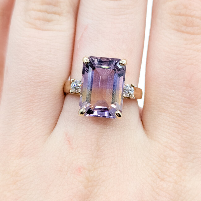 Ring Cocktail 0.12ctw Round Diamonds 6.88ct Ametrine 14ky 14mm Sz8 7.04g 225110012
