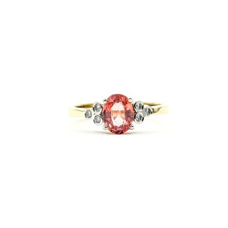 Ring Accented Solitaire .06ctw Round Diamonds 1.5ctw Orange Topaz 18ky 8mm Sz8.75 5.53g 125110146
