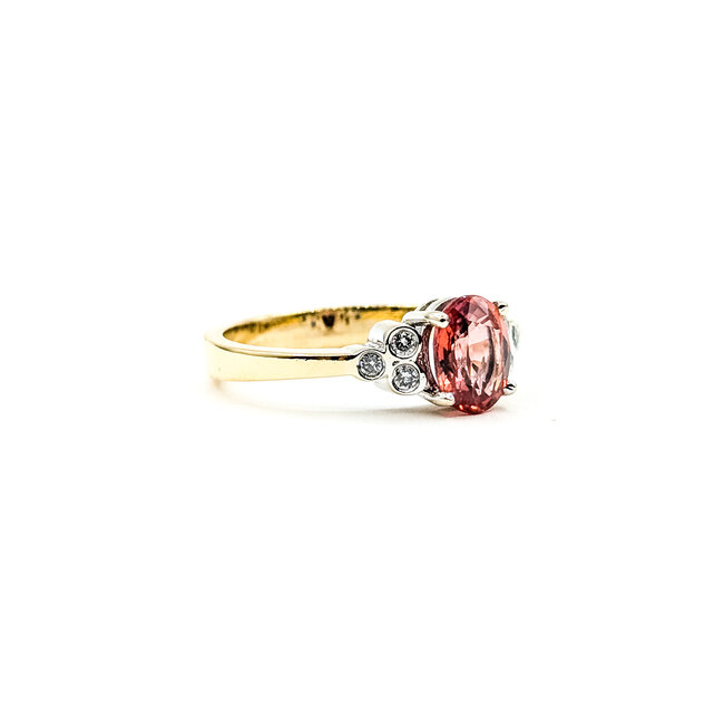 Ring Accented Solitaire .06ctw Round Diamonds 1.5ctw Orange Topaz 18ky 8mm Sz8.75 5.53g 125110146