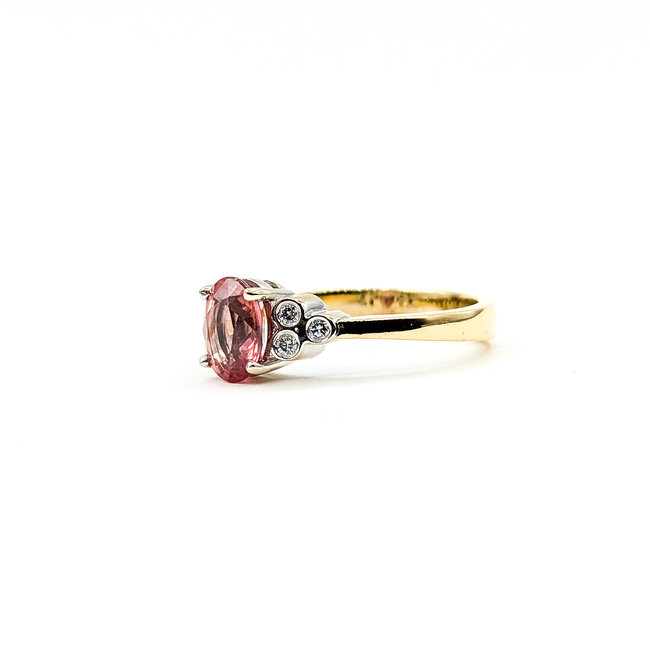 Ring Accented Solitaire .06ctw Round Diamonds 1.5ctw Orange Topaz 18ky 8mm Sz8.75 5.53g 125110146