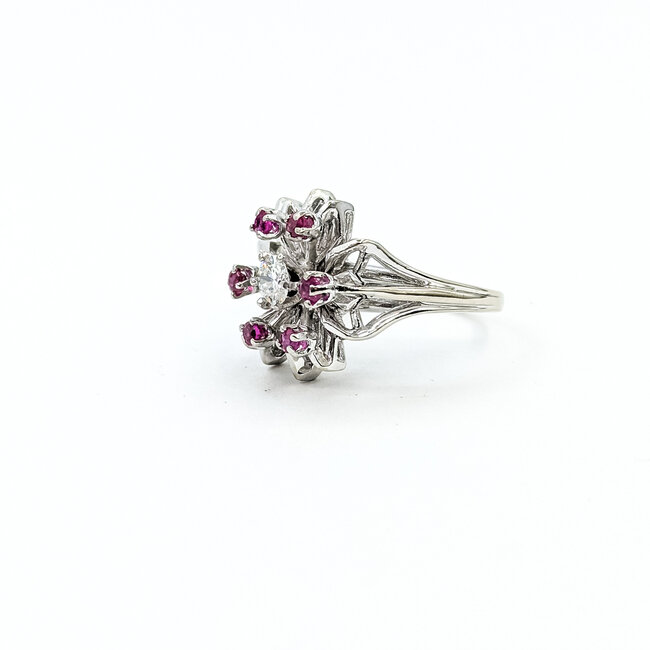Ring Starburst .30ct Round Diamond .20ctw Ruby 14kw 16mm Sz4.5 5.25g 225110146
