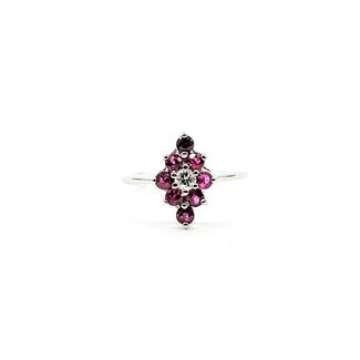 Ring Cocktail 0.09ctw Round Diamonds .50ctw Ruby 14kw 13.5mm Sz6 2.62g 225110007