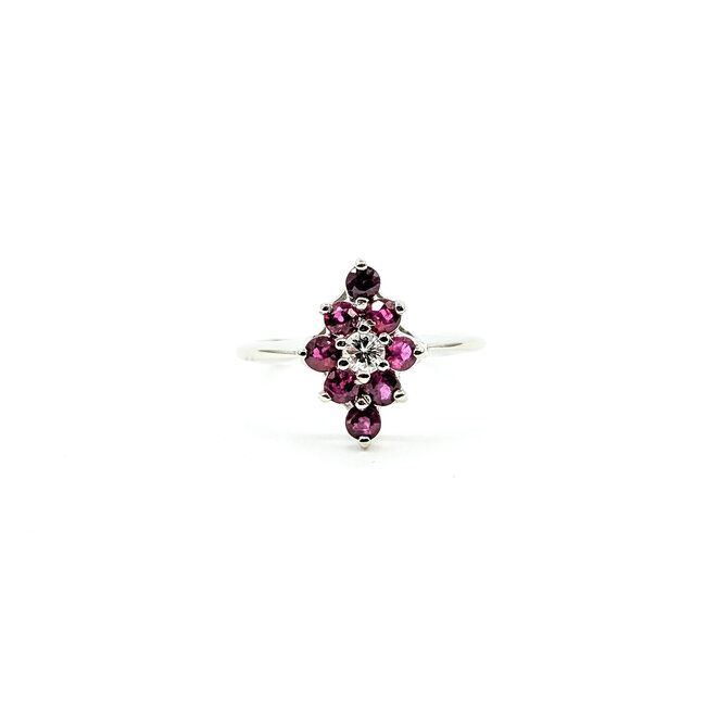 Ring Cocktail 0.09ctw Round Diamonds .50ctw Ruby 14kw 13.5mm Sz6 2.62g 225110007