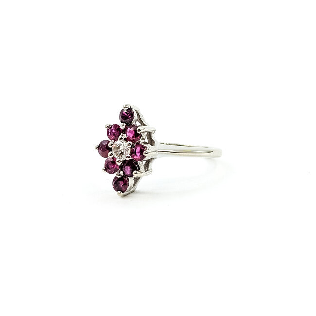 Ring Cocktail 0.09ctw Round Diamonds .50ctw Ruby 14kw 13.5mm Sz6 2.62g 225110007