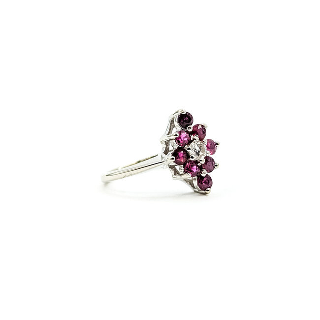 Ring Cocktail 0.09ctw Round Diamonds .50ctw Ruby 14kw 13.5mm Sz6 2.62g 225110007