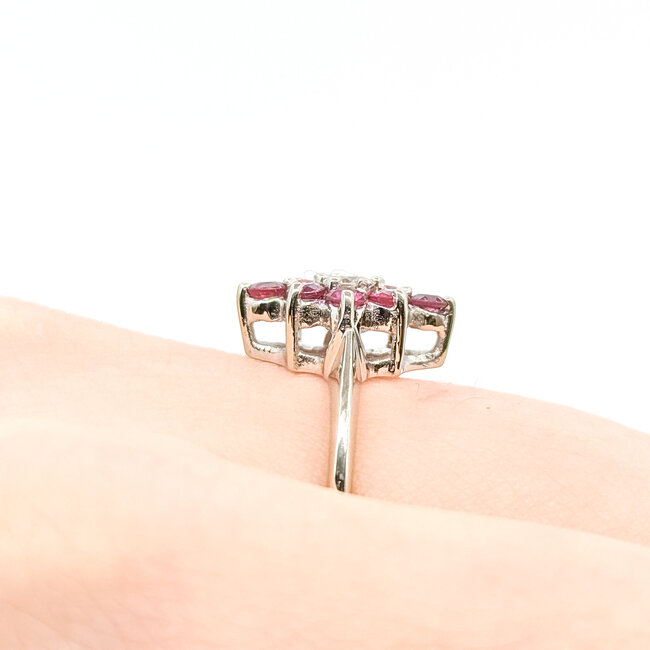 Ring Cocktail 0.09ctw Round Diamonds .50ctw Ruby 14kw 13.5mm Sz6 2.62g 225110007