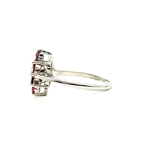 Ring Cocktail 0.09ctw Round Diamonds .50ctw Ruby 14kw 13.5mm Sz6 2.62g 225110007