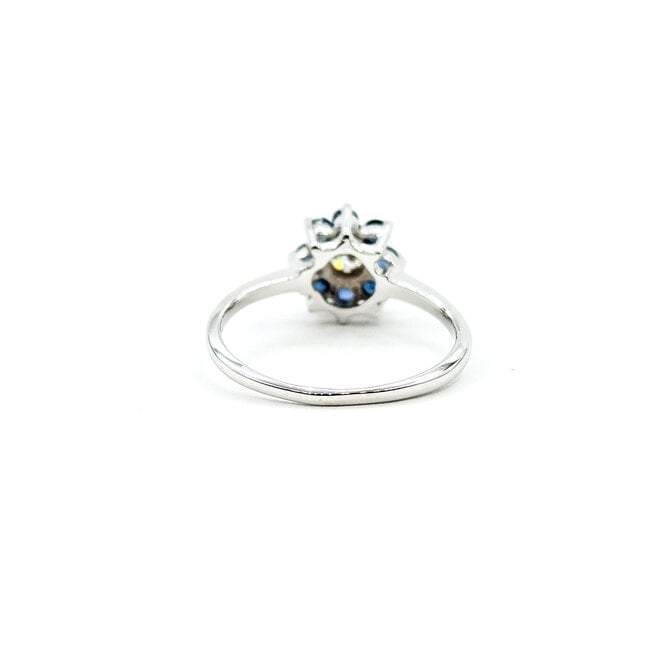 Ring Flower 0.15ctw Round Diamonds .40ctw Sapphire 14kw 9mm Sz6.75 2.2g 225110017