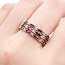 Ring 3-Row .33ctw Round Diamonds 1.00ctw Red Ruby 14ky 7mm Sz9 3.92g 225120001